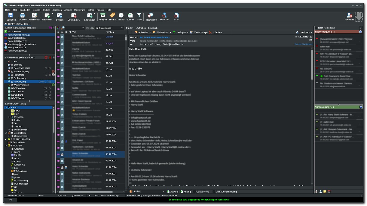 Safer Mail unter Windows im Dark-Modus
